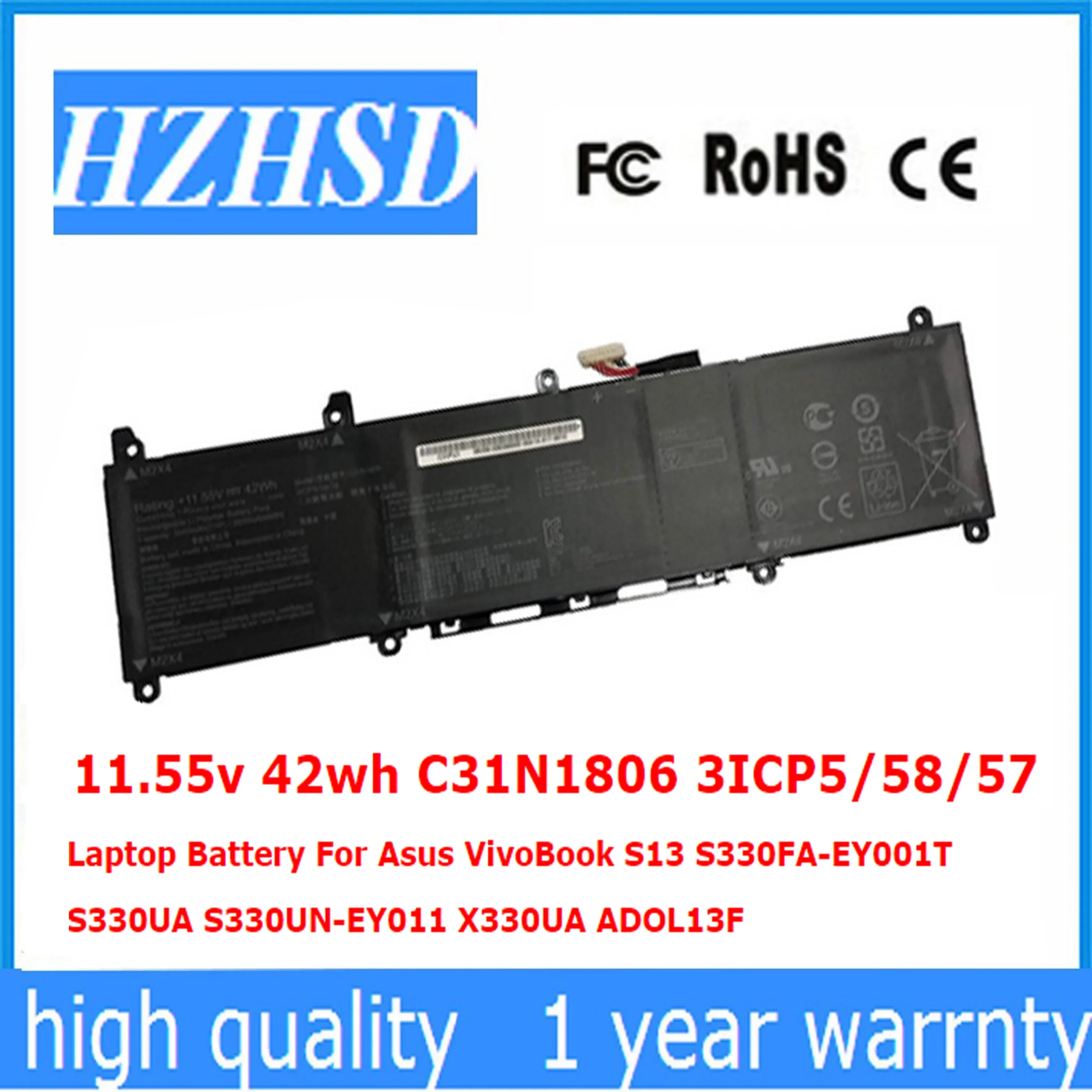 

11.55v 42wh C31N1806 3ICP5/58/57 Laptop Battery For Asus VivoBook S13 S330FA-EY001T S330UA S330UN-EY011 X330UA ADOL13F