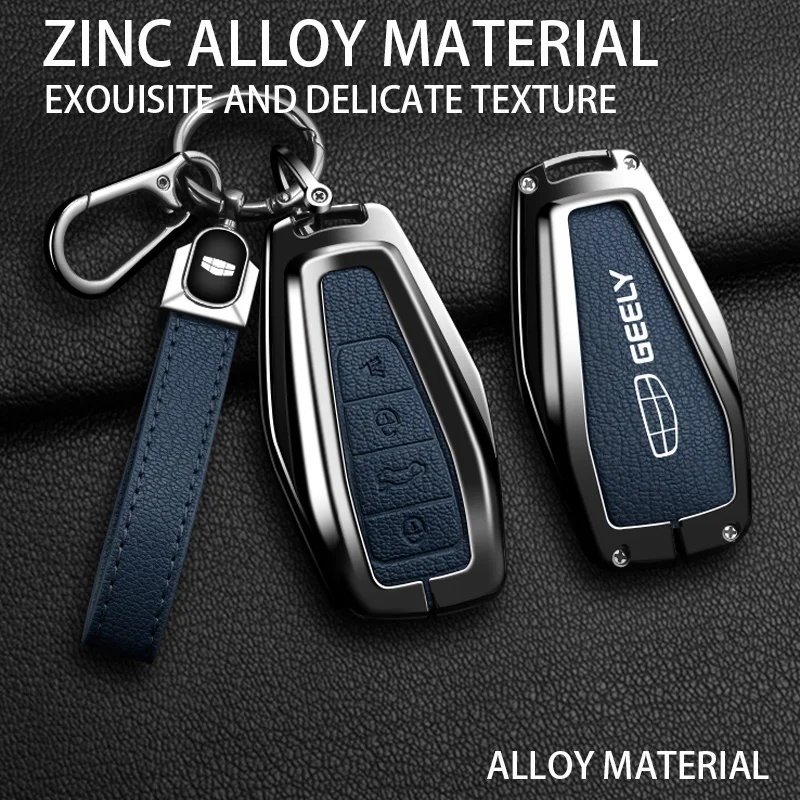 New Alloy Sheepskin Car Key Case Cover for Geely Okavango Coolray Atlas Monjaro Tugella Emgrand GT S Proton X50 X70 X6 X7 EX7 GC