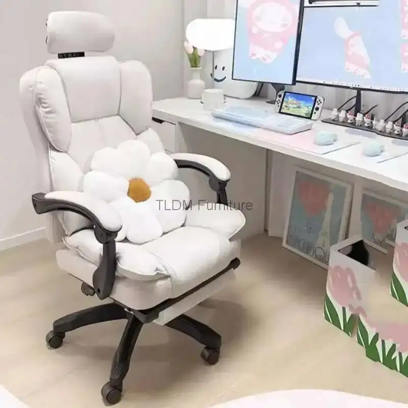 

Lounge Luxury Office Ergonomic Chair Mobile Recliner Floor Arm Designer Office Chair White Cadeira Ergonomica Furniture HDH