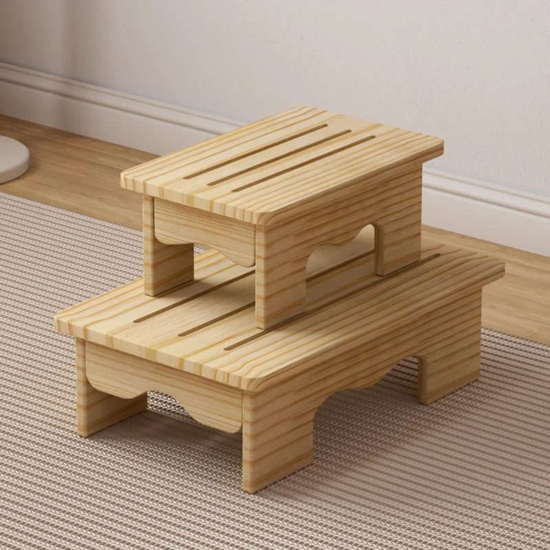 Solid Wood Low Stool Footstool Living Room Office Ottoman Bathroom Toilet Non-slip Wooden Stool