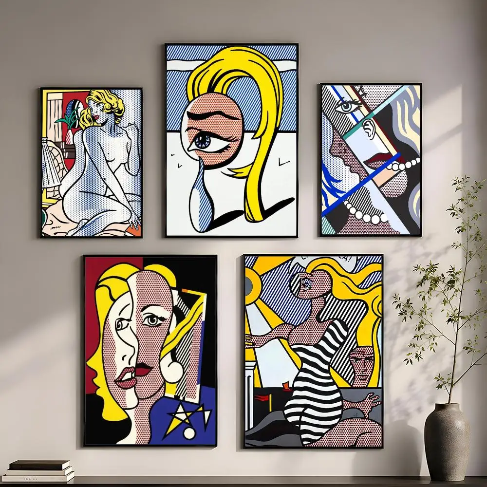 Roy Lichtenstein Pop Abstract Art Poster Perfect Sticker Self Adhesive for Office Home Theater Wall Art Decor Fancy Gift