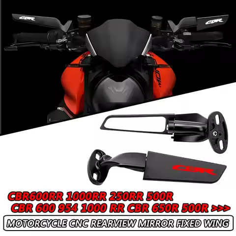 For CBR500R CBR1000RR CBR CBR650R CBR250RR Motorcycle CNC Rearview Mirror Fixed Wing Adjustable Rotating Side Mirrors