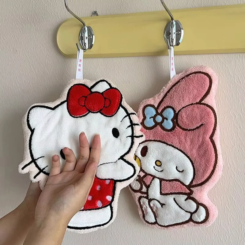 Sanrio Hello Kitty My Melody Pochacco Cartoon Cute Hand Towel Water-Absorbent Coral Fleece Kitchen Decor Quick-Drying Kids Towel