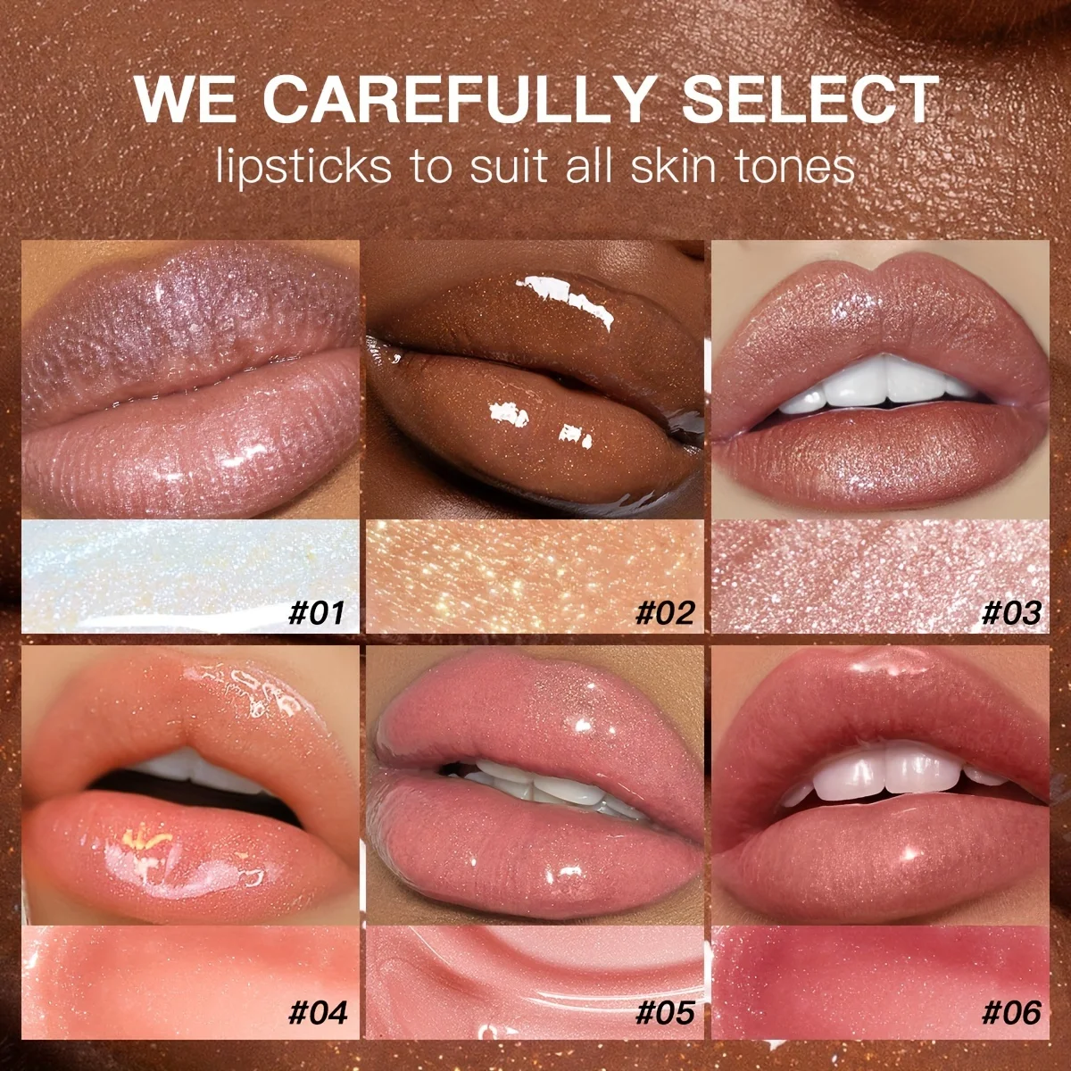 6色のグリッター入りリキッドリップスティック、ダイヤモンドのように輝くメタリックリップスティック、防水で長持ち