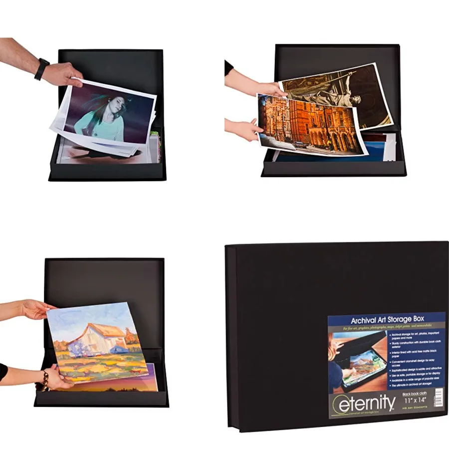 

Art Photo Storage Box Eternity Archival Clamshell Box For Storing Artwork, Photos and Documents Delue Acid-Free Sturdy and Line