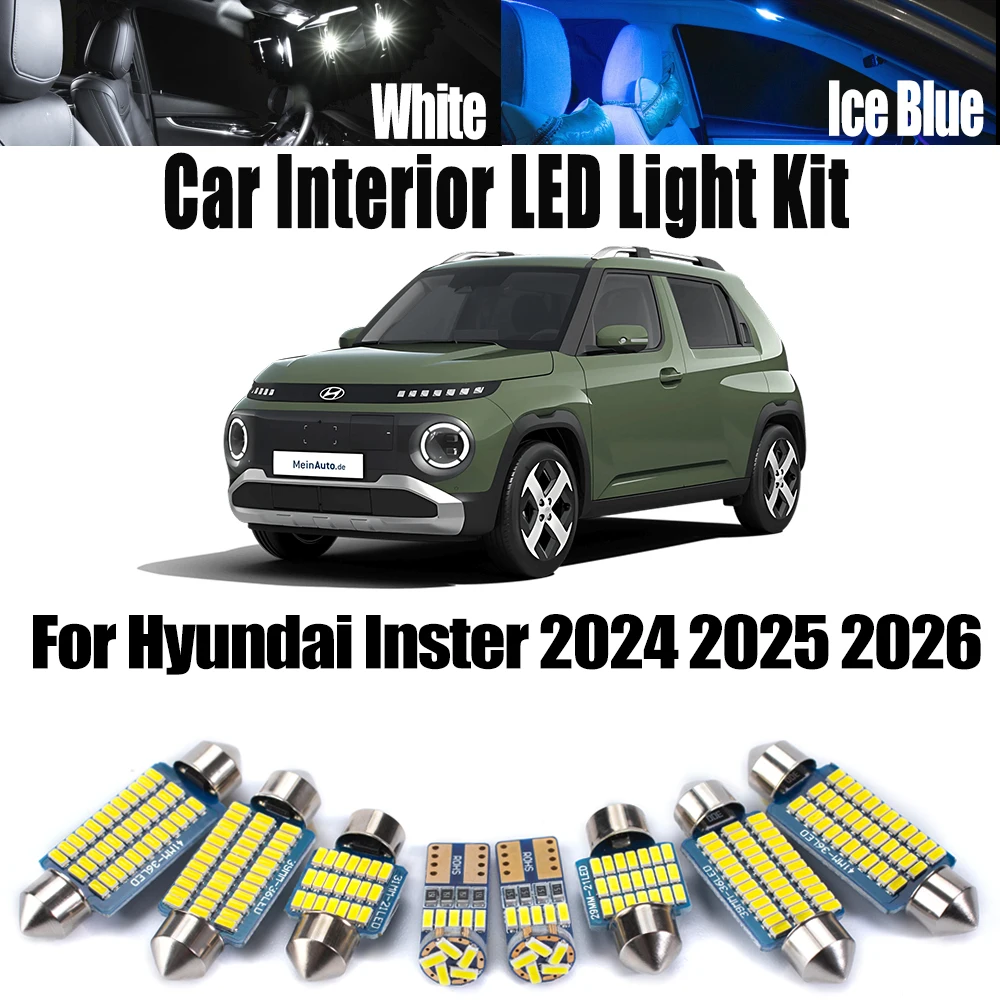 

10Pcs For Hyundai Inster 2024 2025 2026 Canbus LED Interior Map Dome Trunk Ceiling Light Car Number Plate Bulbs Kit Accessories
