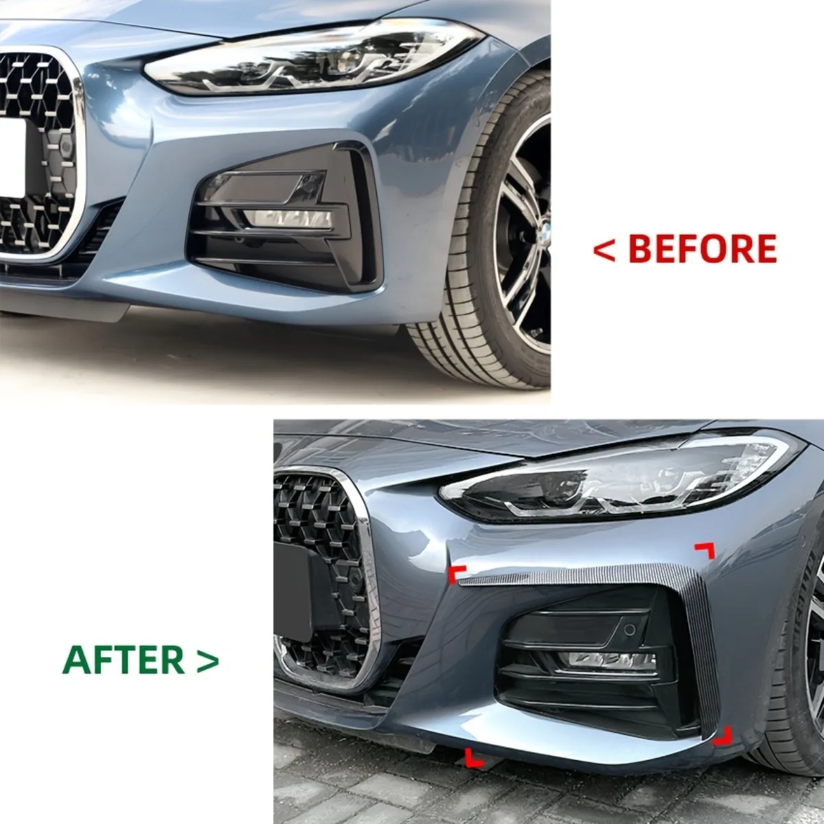Front Bumper Lip Splitter Air Vent Fog Lamp Grille Trim Cover For BMW 4 Series G22 G23 M Sport 2020+ Body Kit Tuning