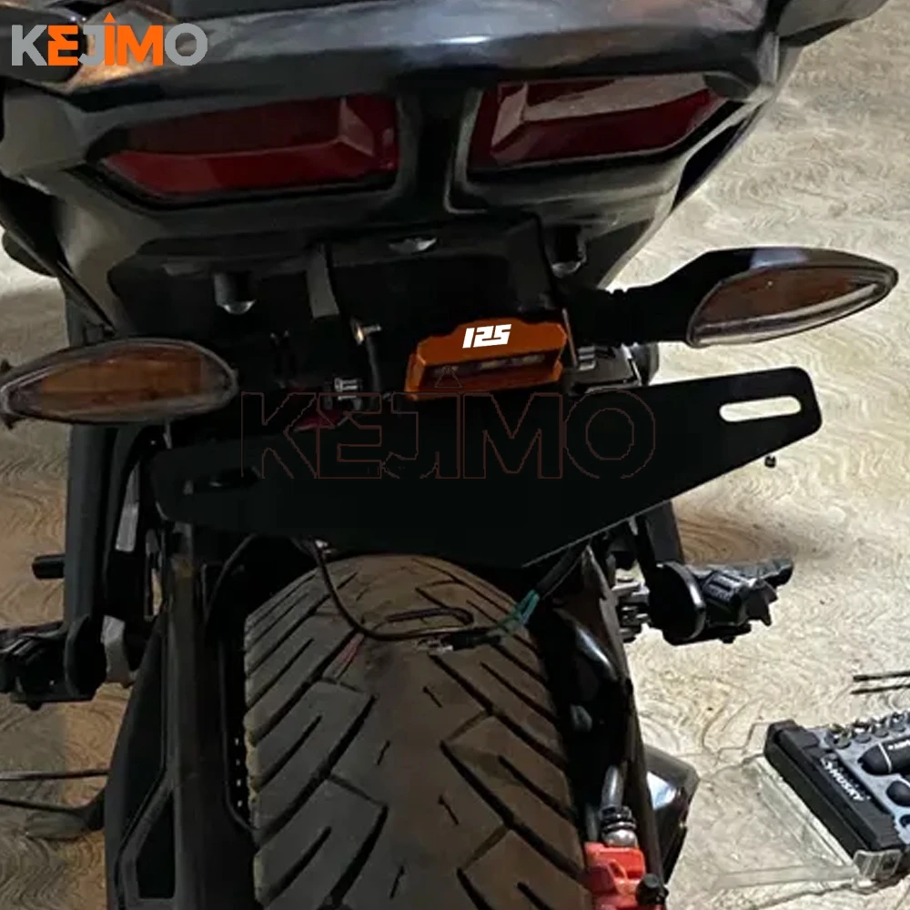 Motorcycle Rear License Plate Tail Frame Holder Bracket with LED Light for KTM DUKE 125 250 390 200 2017 2018 2019 2020-2023