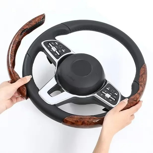 2/3-teiliger segmentierter Holzmaserung-Lenkradüberzug, universeller Anti-Rutsch-Lenkradverstärker, Schutz für Auto-Innenausstattung – Detail 5