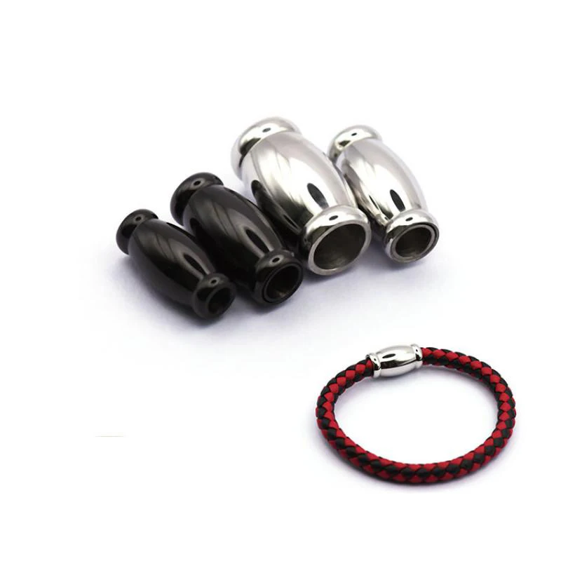 

10pcs Titanium Steel Magnetic Clasp Connectors Parts Fit For 3mm Leather Bracelet Necklace Jewelry Diy Accessories Making Kit