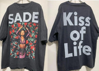 Vtg style Sade Kiss Of Life short sleeve black color 2 side shirt KV37206 oversized tee unisex streetwear graphic vintage retro
