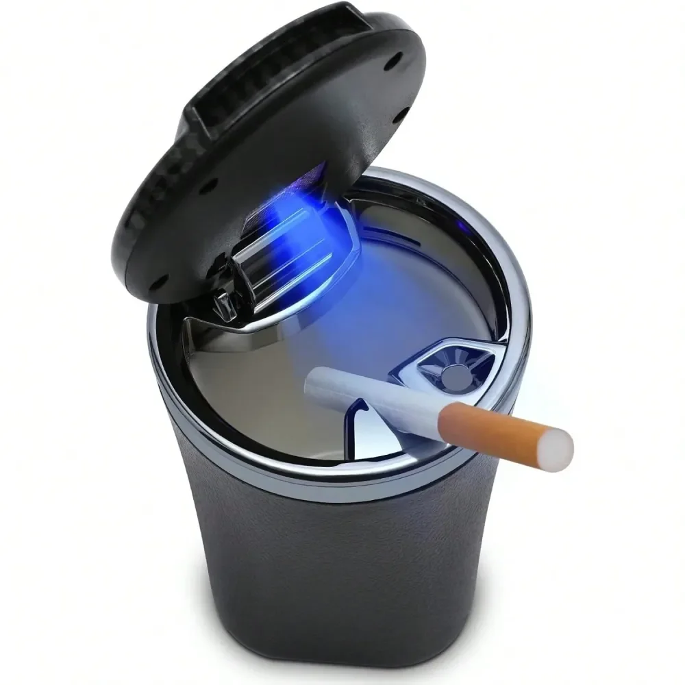 

Smokeless Detachable Windproof Car Ashtray With Lid For Cup Holder Silver, 2025 Design