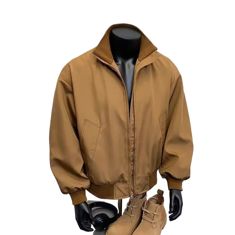 سترة طيار أمريكية رجالية بتصميم عتيق، فضفاضة وخفيفة الوزن، مناسبة للربيع والخريف، بياقة عالية، ملابس خارجية عادية مقاومة للري... #5