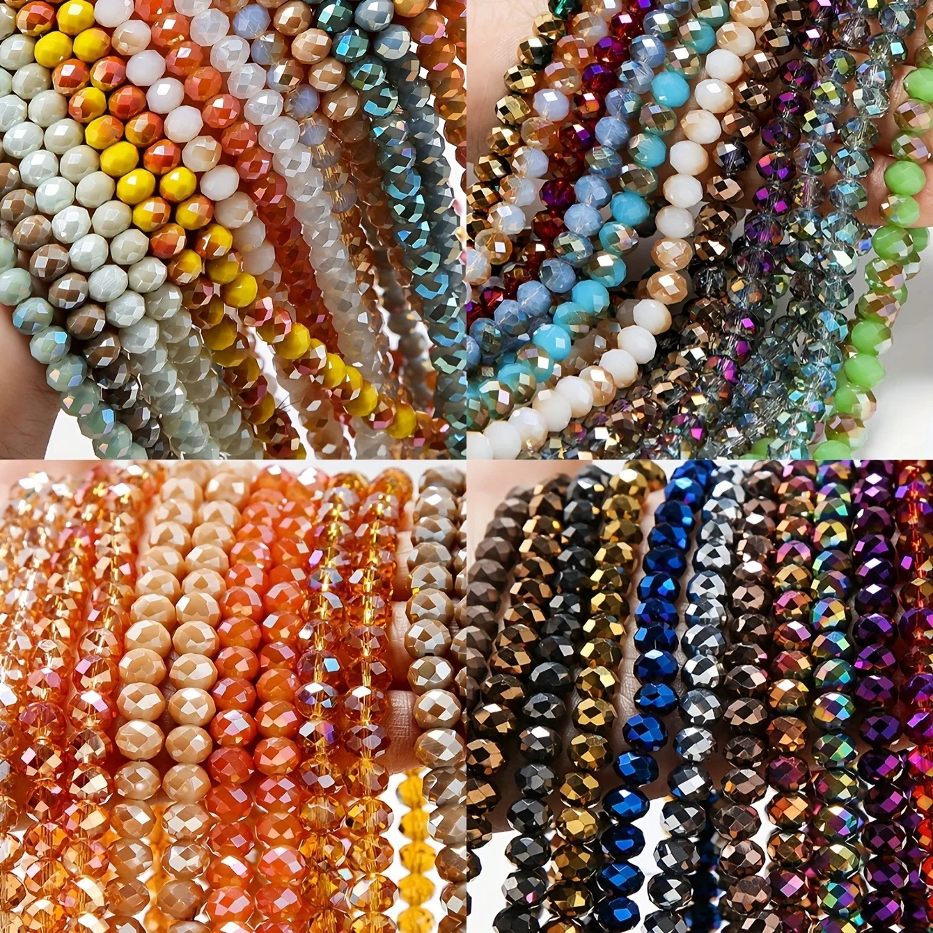 6mm8mm Glass Crystal Beads, Used For Making Jewelry Multi-Faceted AB Crystal Beads Interval Beads Chain, Jewelry Diy Accessories