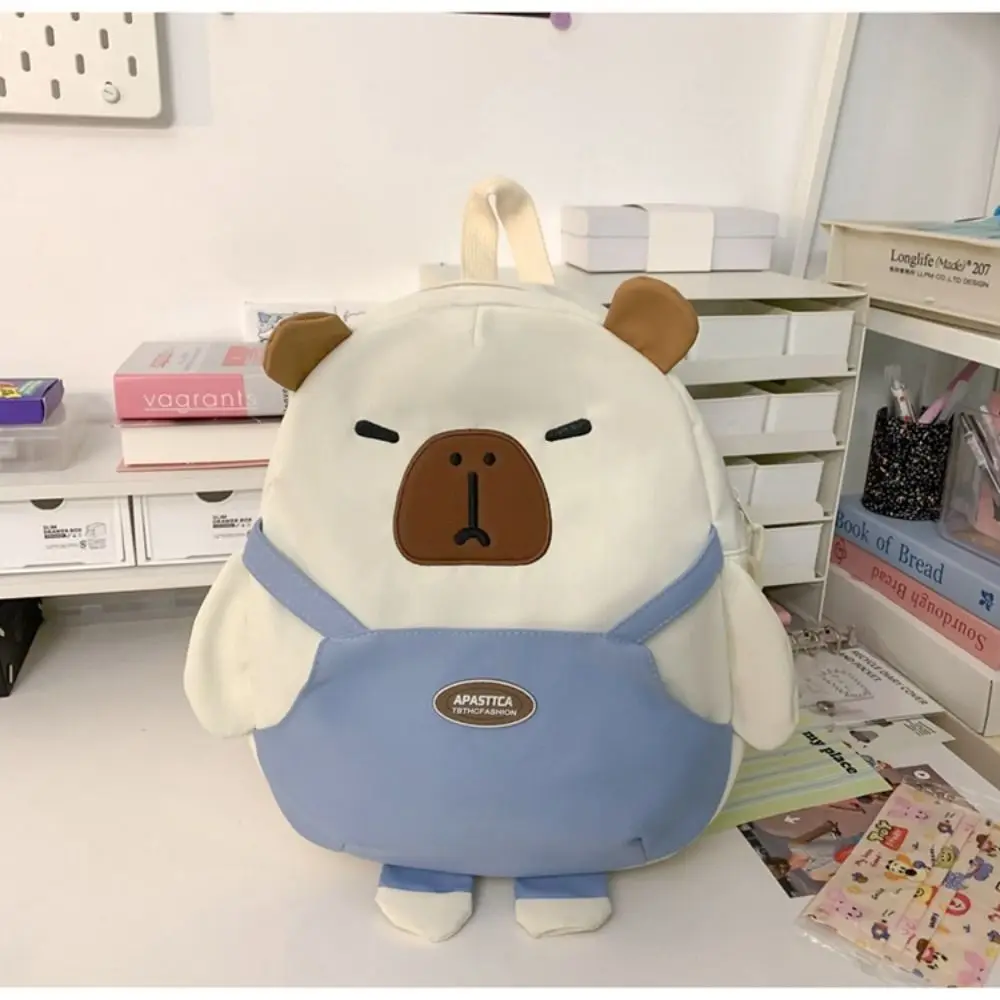 

Cartoon Capybara Backpack Large Capacity Nylon Children's School Bag Waterproof Travel Bag Cartoon Capybara Backpack Kids/Girls