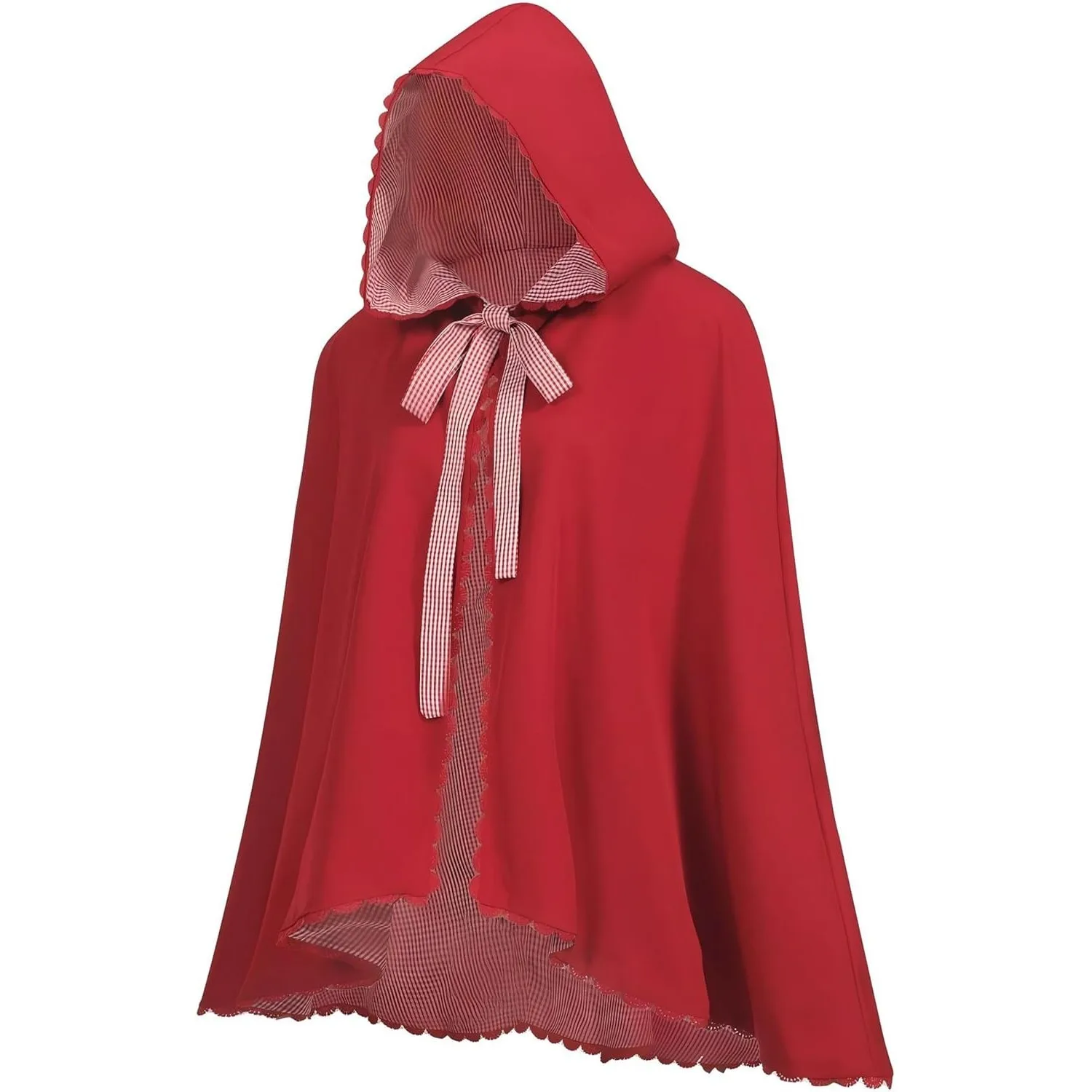 Red Plaid Cape Women's Double Layer Open Cardigan Robe Costume for Halloween Christmas Autumn Fashionable Chinese Style view 2