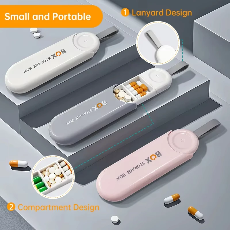 

Portable Travel Moisture Proof Pill Box 3 Grids Daily Drug Organizer Tablet Dispenser for Vitamins Cod Liver Oil Durable Sturdy