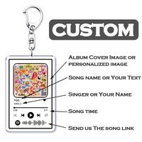 Personalized Music Singer Song Keychain Custom Album Cover Photo Keyring Boyfriend Girlfriend Valentines Birthday Friends Gifts