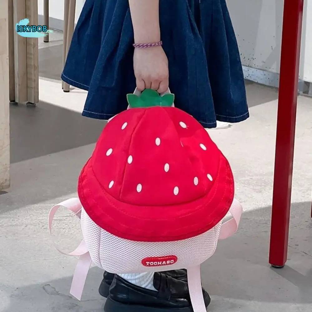 

Sweet Strawberry Children Backpack Cloth Fruit Cartoon Daypack Large Capacity Double Shoulders Students School Bag Kids
