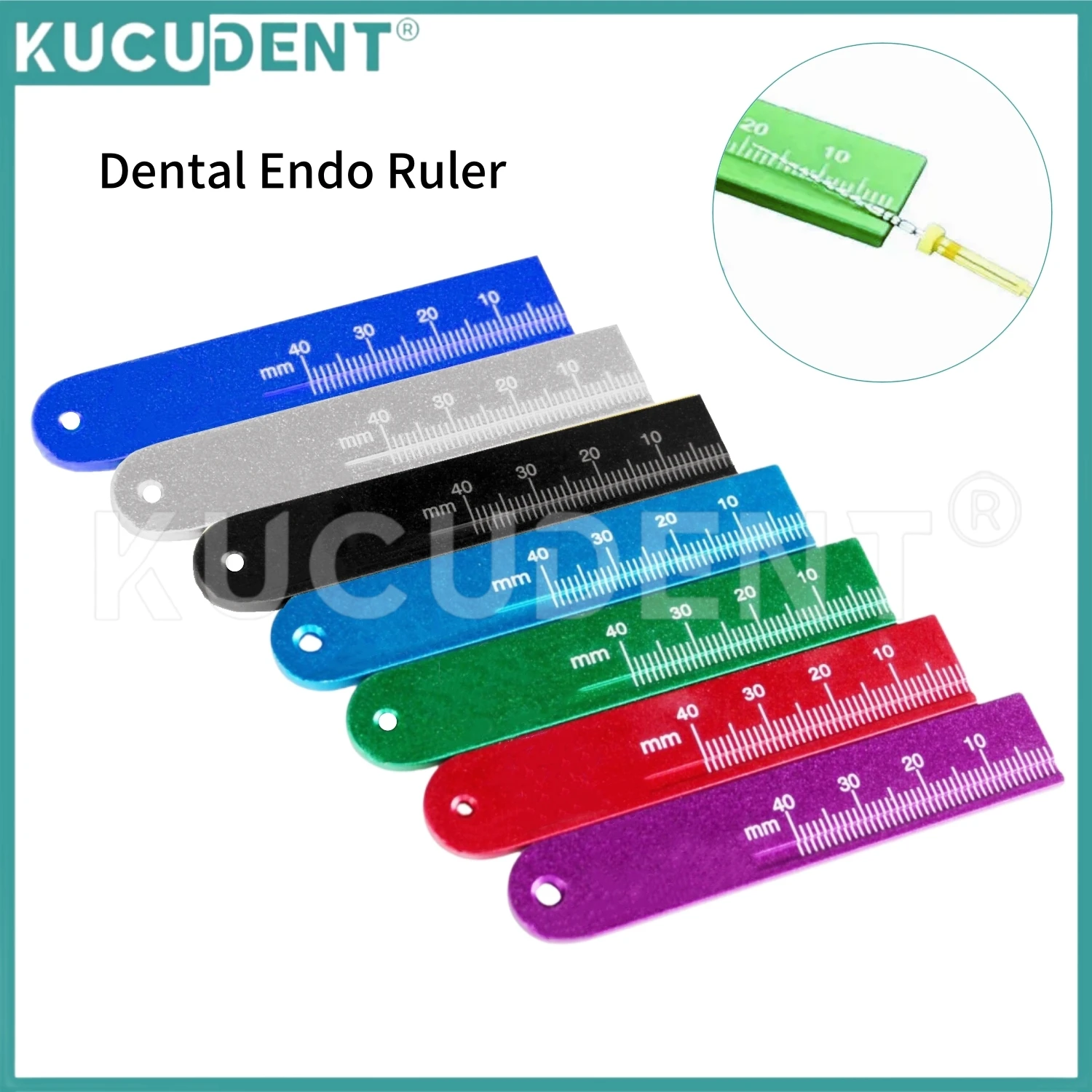 KUCUDENT Dental Endo Rulers Aluminium Measuring Ruler Span Measure Scale Root Canal Endodontic Finger Rulers Dentist Instruments