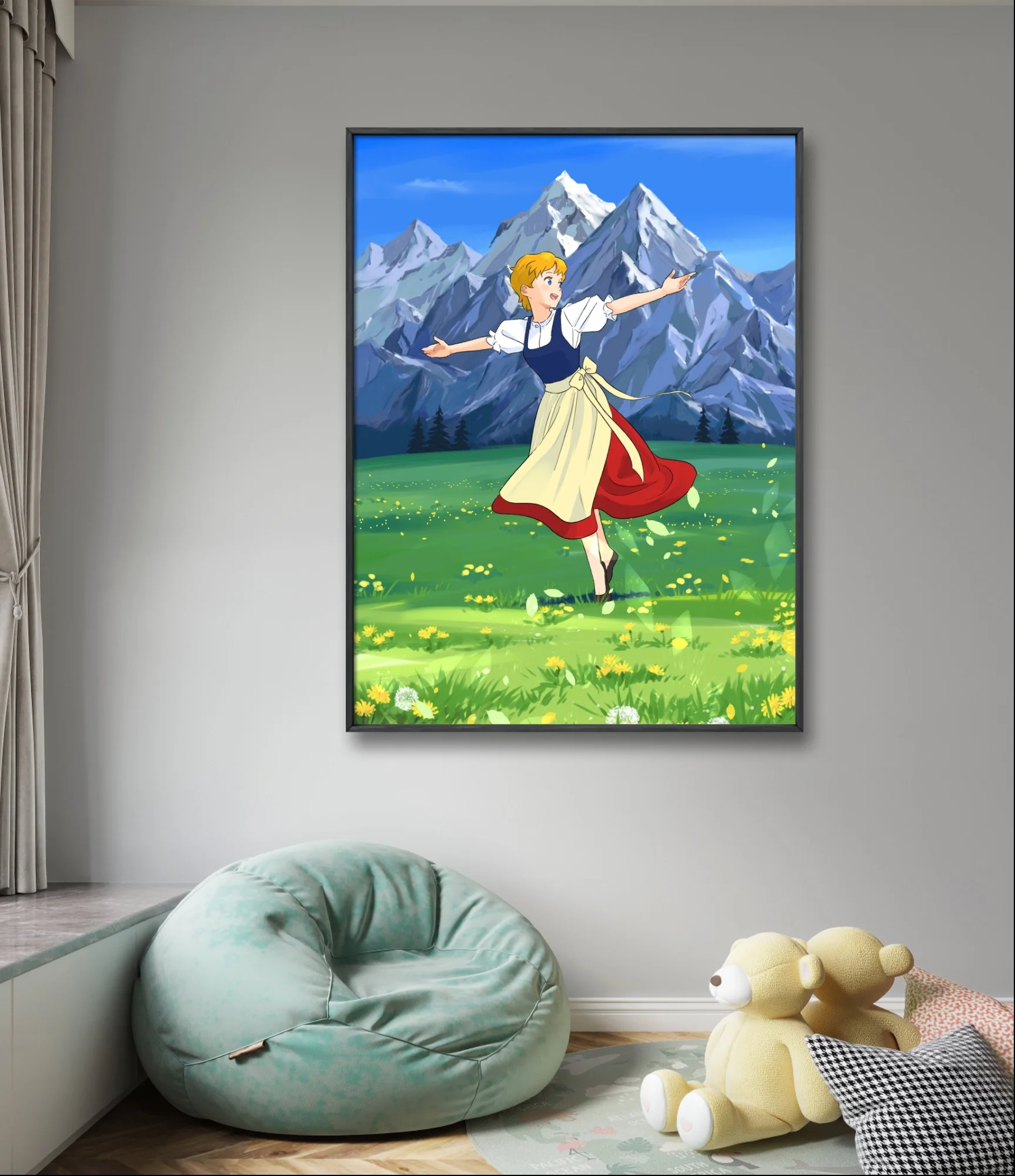 Girl in the A-Alps 5D Diamond Painting Animation Girl Heidi Diy Diamond Embroidery Cross Stitch Child Hand Gifts Home Wall Decor