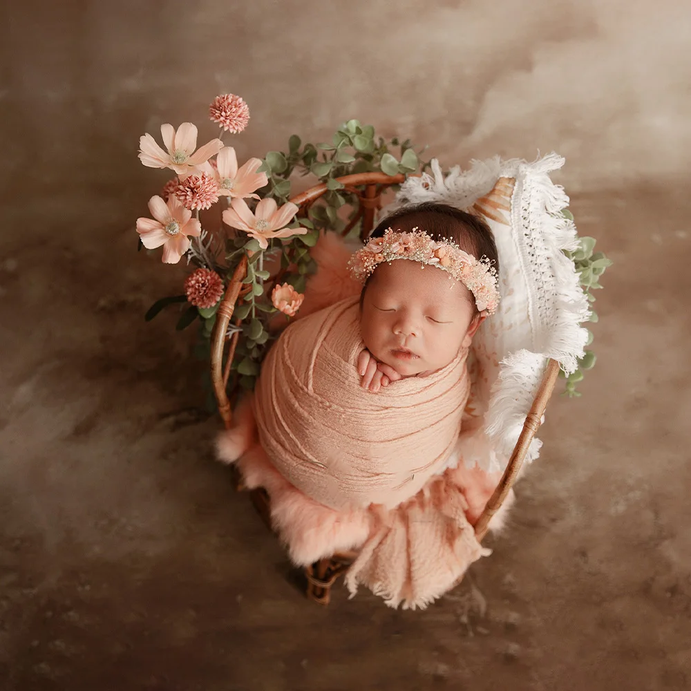 Newborn Photography Props Cotton Yarn Soft High Stretchable Wraps Headflowers Rabbit Blanket Babies Shooting Props Accessories