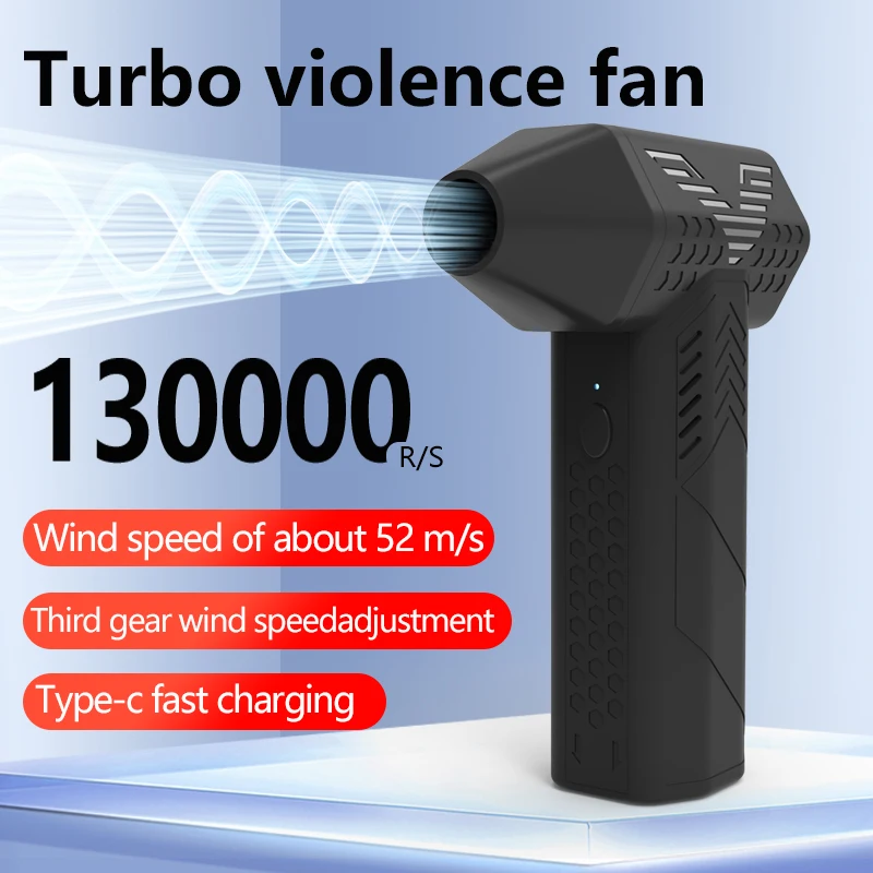 2 IN 1 Powerful 130000RPM Mini Turbo Violent Electric Fan Pet Dog Dryer Wind Speed 52m/s Air Duster Blower Portable Dog Supplies