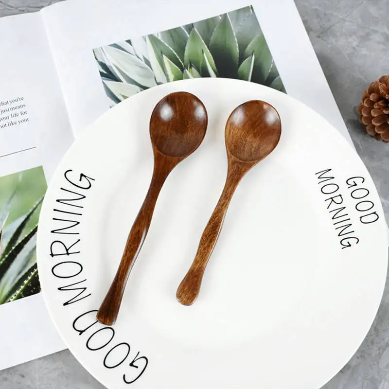 Wooden Spoon Gourd Handle Coffee Tea Stirring Spoons Dessert Honey Soup Cutlery Japanese Style Kitchen Tableware Dinnerware