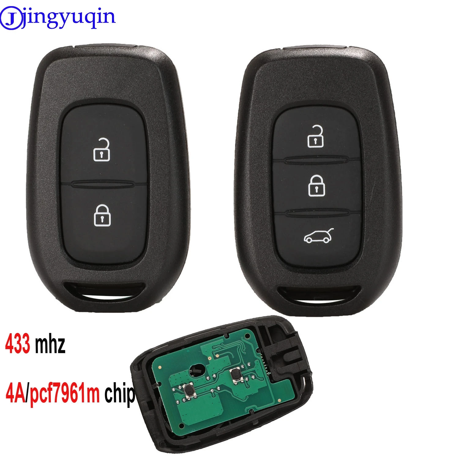 jingyuqin zdalny klucz 2/3 przycisk 434MHZ z chipem 4A PCF7961M dla Renault Sandero Dacia Logan