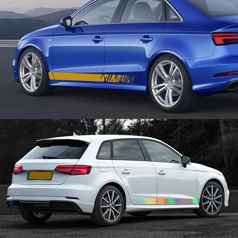 Car Sticker For Audi A3 8V 8P 8Y 8L S3 RS3 Vinyl Film Decal Side Skirt Trims Racing Stripes Exterior Graphics Auto Accessories