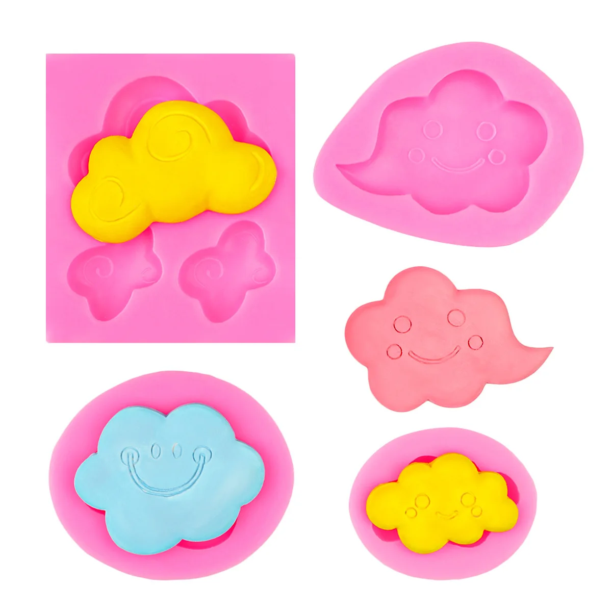 Fondant DIY Soft Pottery Clay Modeling Tools, A Variety of White Cloud Silicone Molds, Cake Card Mold 15-485
