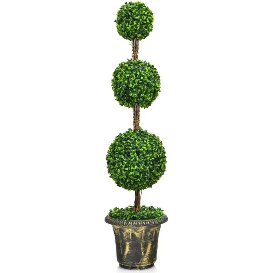 

4 Feet Artificial Topiary Triple Ball Tree Plant