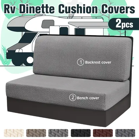2 Pcs/set Jacquard RV Dinette Cushions Covers Stretch Polar Fleece Couch Cover Booth Seat Covers RV Camper Car Backrest Cover