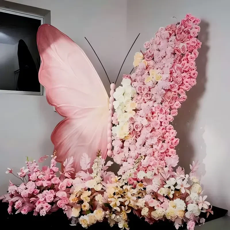 Giant Artificial Butterfly Flower Decoration for Wedding Party Home Garden Mall Event Large Floral Ornament Wall Hanging