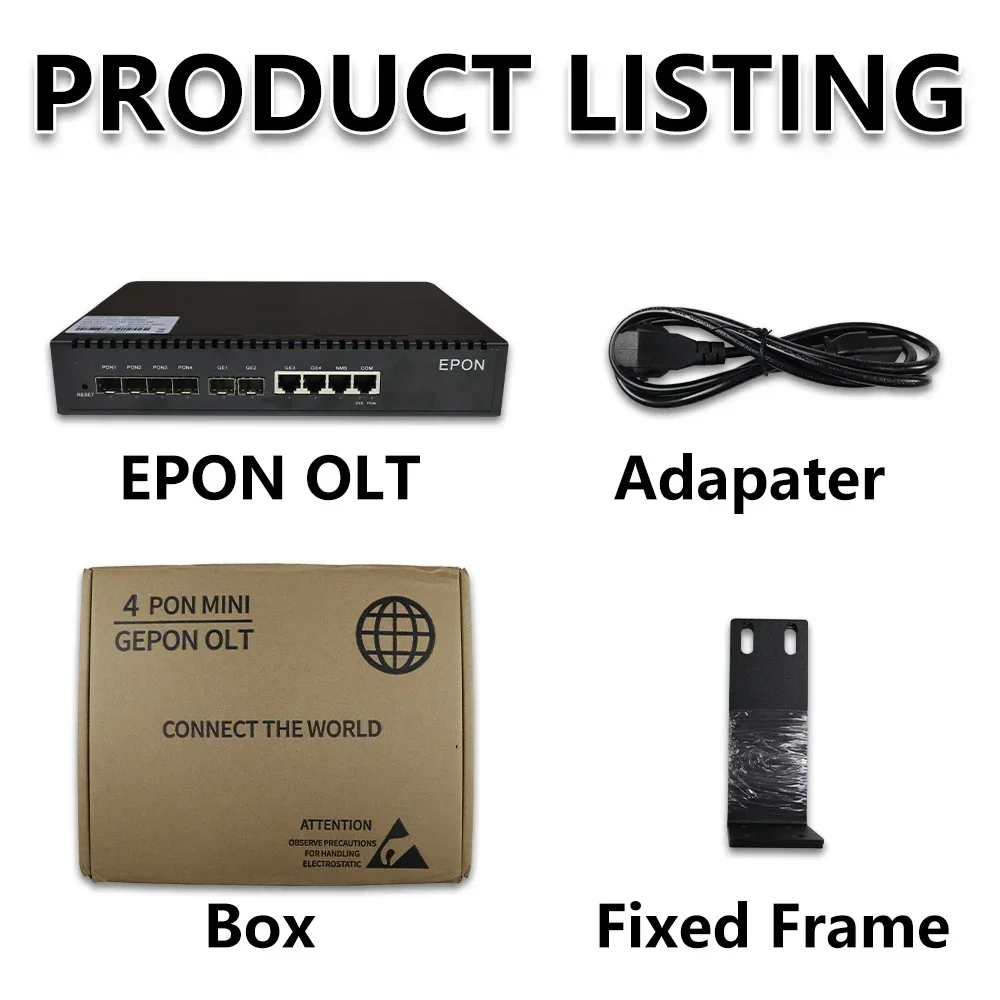 NETONE EPON OLT 4PON 1G 7dB 8dB 9dB GBIC 256 Users ONU Compatible with Huawe ZTE Fiberhome ONU 1.25G EPON SFP