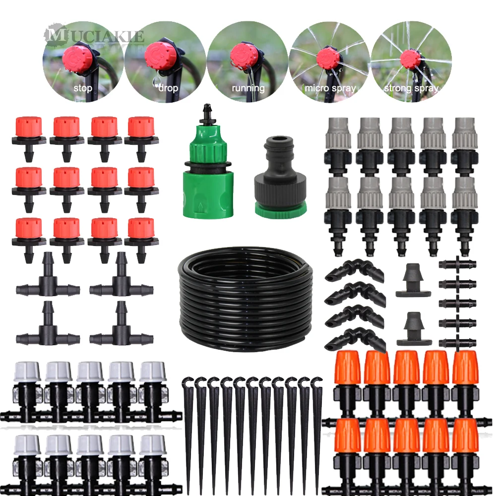 

5-50 M Garden Balcony Drip Irrigation Combo Set System Miniature Adjustable Dropper Nozzle Hose Bracket Quick-Connect Connector