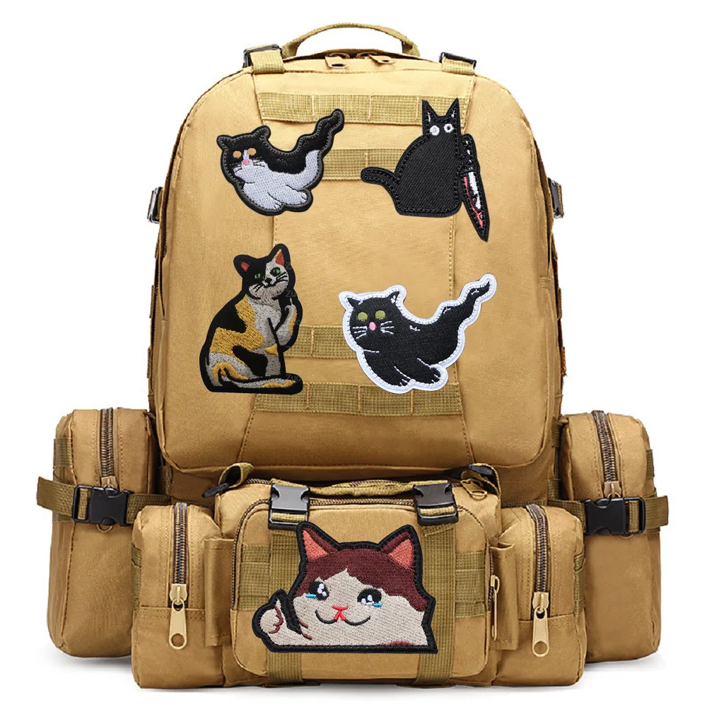 What Could A Cat, A Popular Cartoon Animal, Have in Mind? Thumb Cat Embroidered Armband Creative Morale Backpack Patches