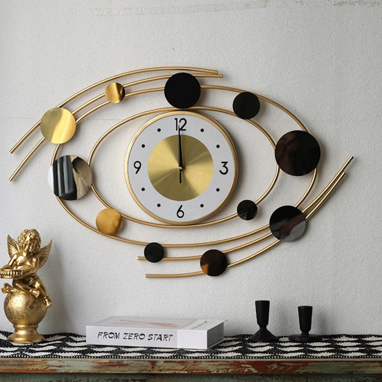 Wrought iron wall clock silent decorative wall hanging can be labeled