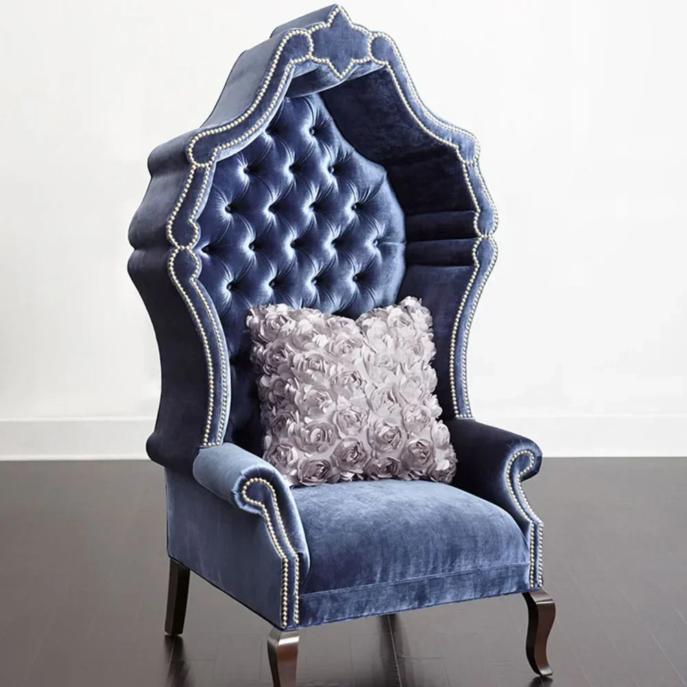 

l # Nordic Light Luxury Leisure Velvet Fabric Single Sofa Modern High Back Living Room Lazy Lounge Chairs