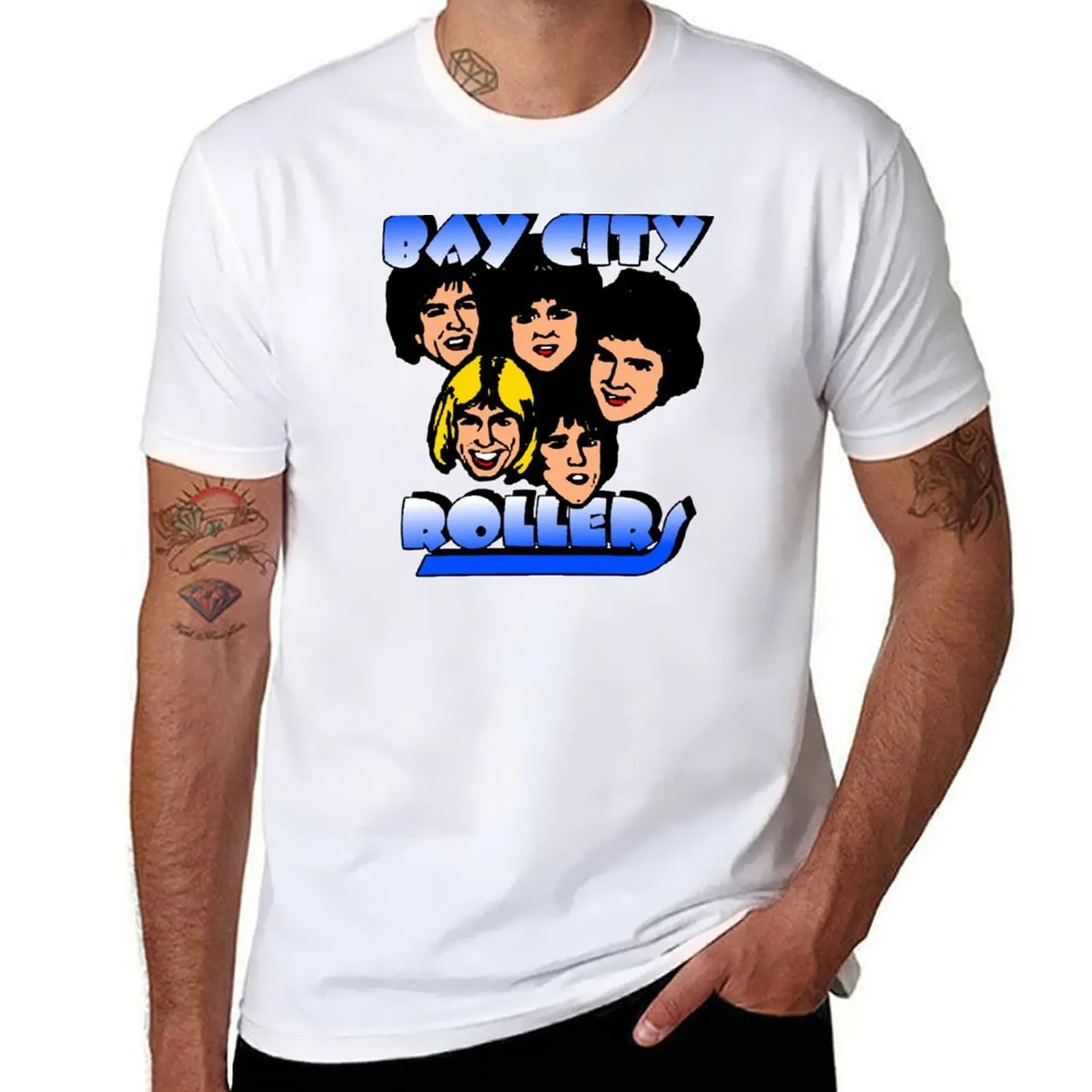 تي شيرت Bay City Rollers Group Portrait تي شيرت رجالي قطن تي شيرت رجالي عادي #1
