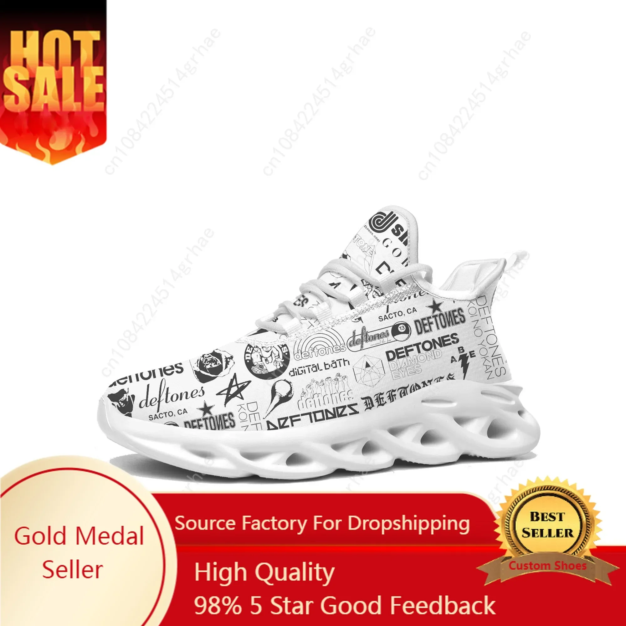 

D-Deftones Metal Art Rock Band Flats Sneakers Men Women Sports Running Shoe Sneaker Lace Up Mesh Footwear Tailor-made Shoe White