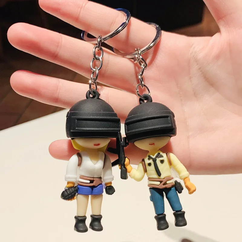 Hot Game Pubg Keychain Eat Chicken Keychains Level 3 Helmet PVC Doll Saucepan Key Holder Fans Battle Grounds Keyring Llaveros