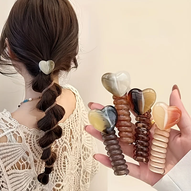 

[4pcs/5pcs/6pcs Set] Premium Spiral Hair Ties - Fashionable & Soft Plastic Hair Coils, No Damage No Pull Hair Additions,