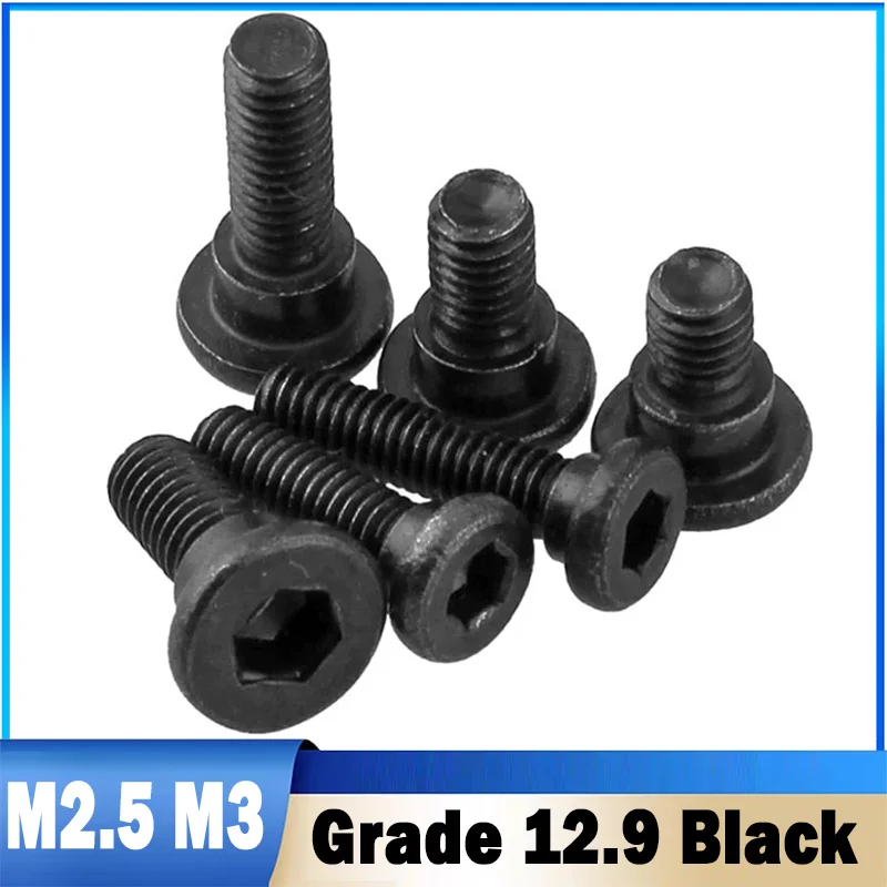 10Pcs M2.5 M3 Grade 12.9 Black Hexagonal Shoulder Step Pressure Plate Positioning Bolt Screw