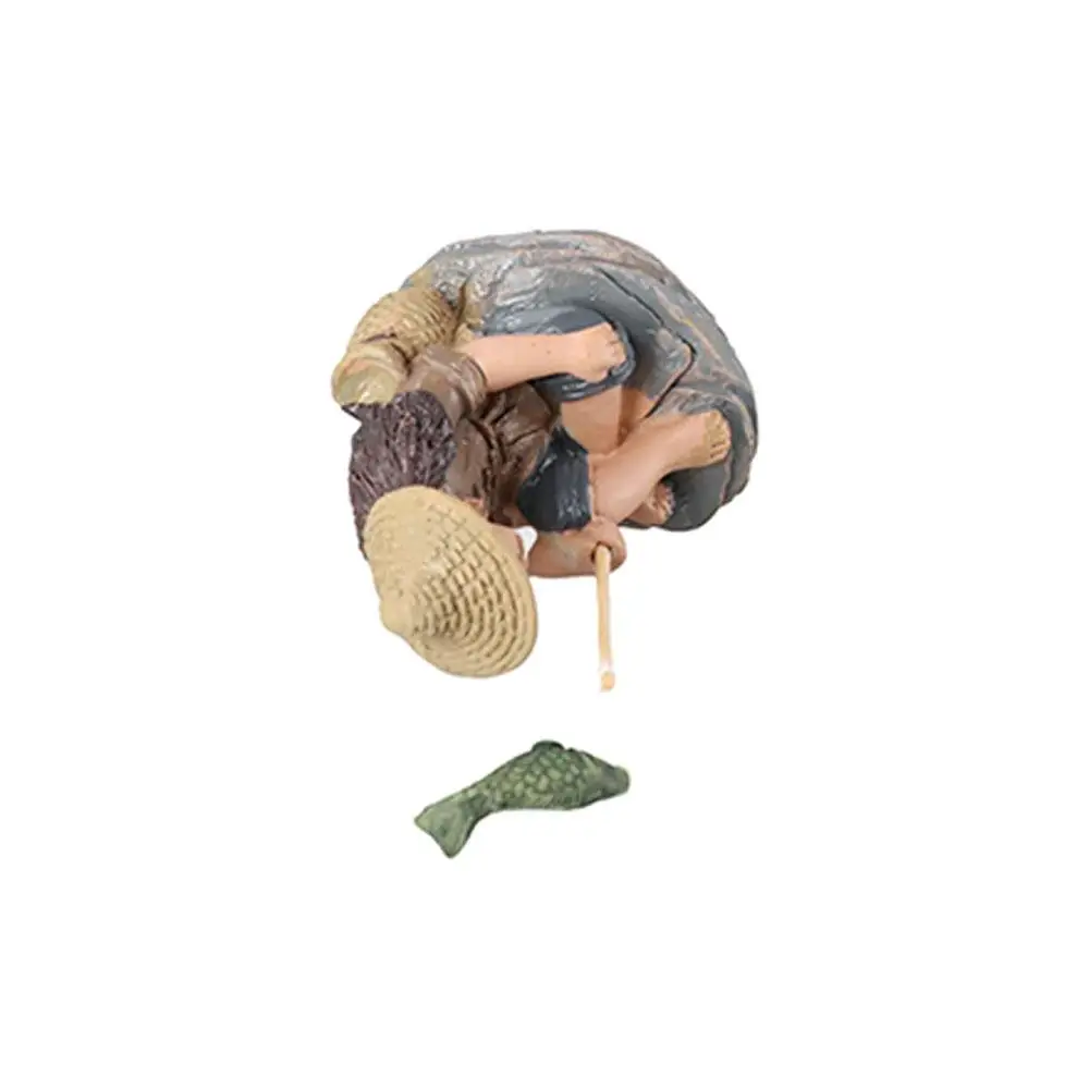 Handmade Resin Sculpture Fisherman Bonsai Decoration Micro Landscape Fairy Garden Ornament Miniature Figurine