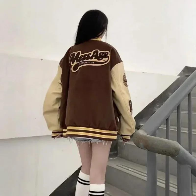 Vintage Streetwear Baseball Jacket Women Y2k Oversized Varsity Jackets 2023 Korean Fashion Bomber Coats College Couple Aesthetic