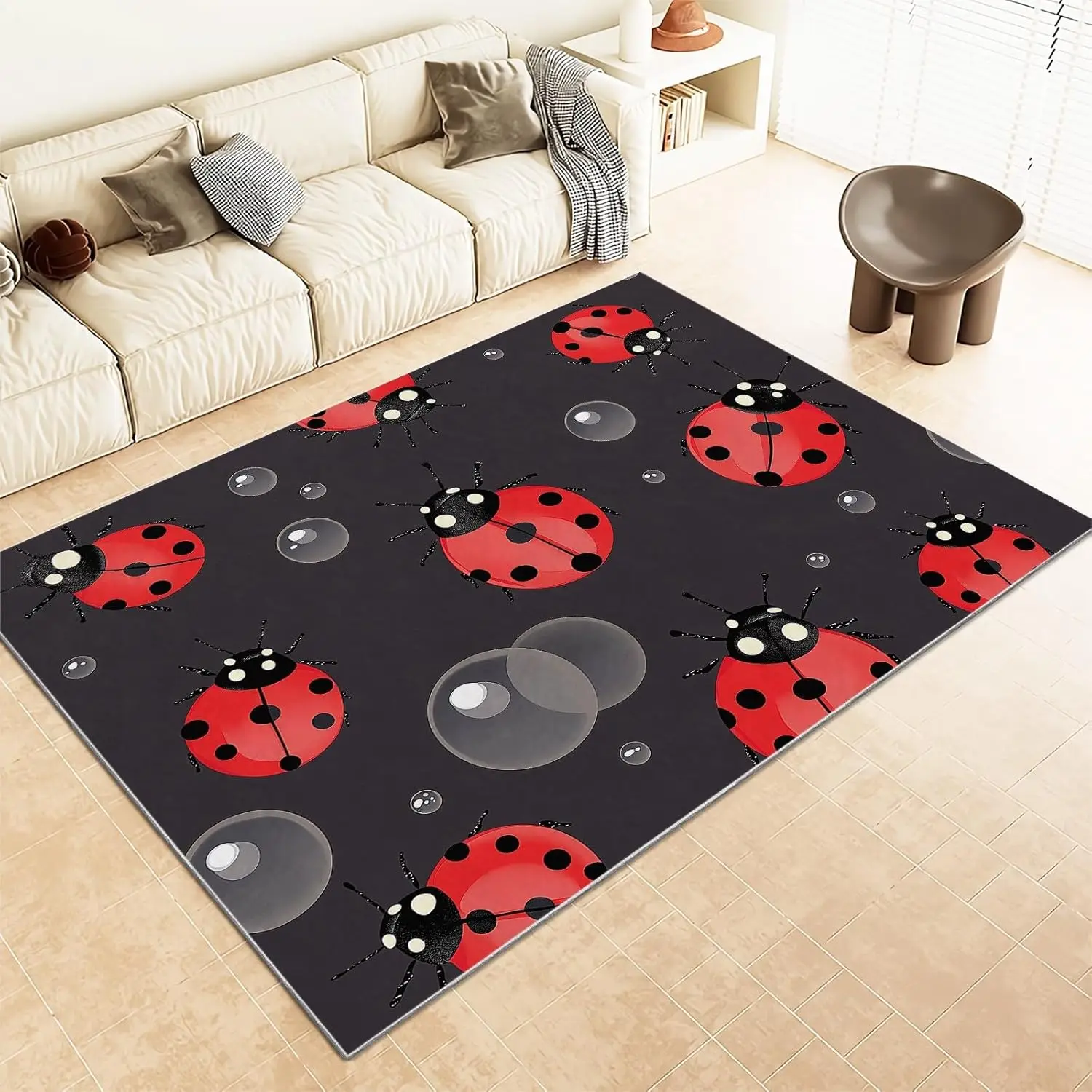 

Area Rug Living Room RugsCartoon Red Ladybug Ultra Soft Washable Area Rug, Indoor Non-Slip Carpet for Nursery Kids Girls Boys