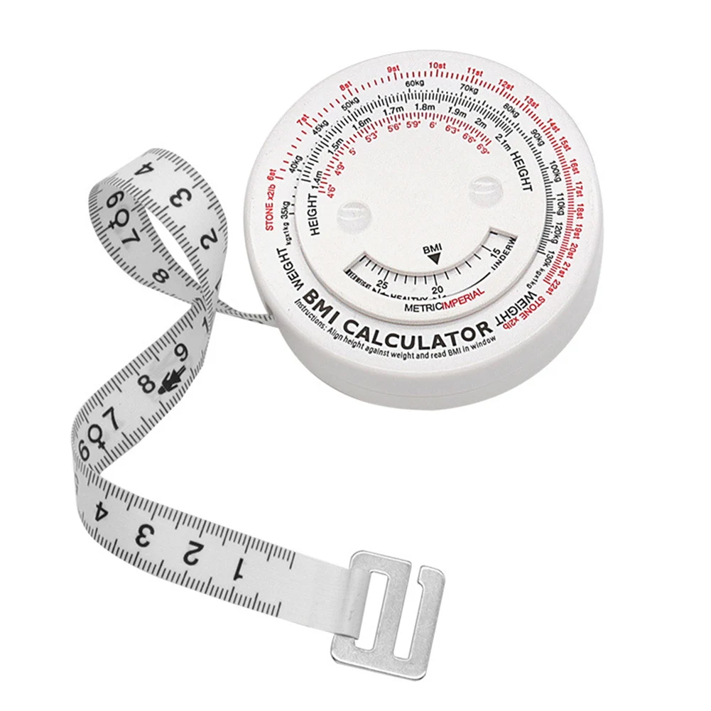 Portable 150cm BMI Calculator Tape Measure Retractable Design For Body Size And Weight Management