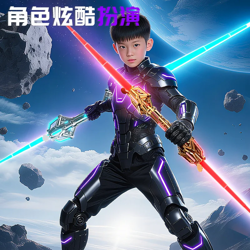 OSDUE Spada laser per bambini Sciabola illuminata ricaricabile a 7 colori con cavo di ricarica FX Sound Type C Spade luminose espandibili