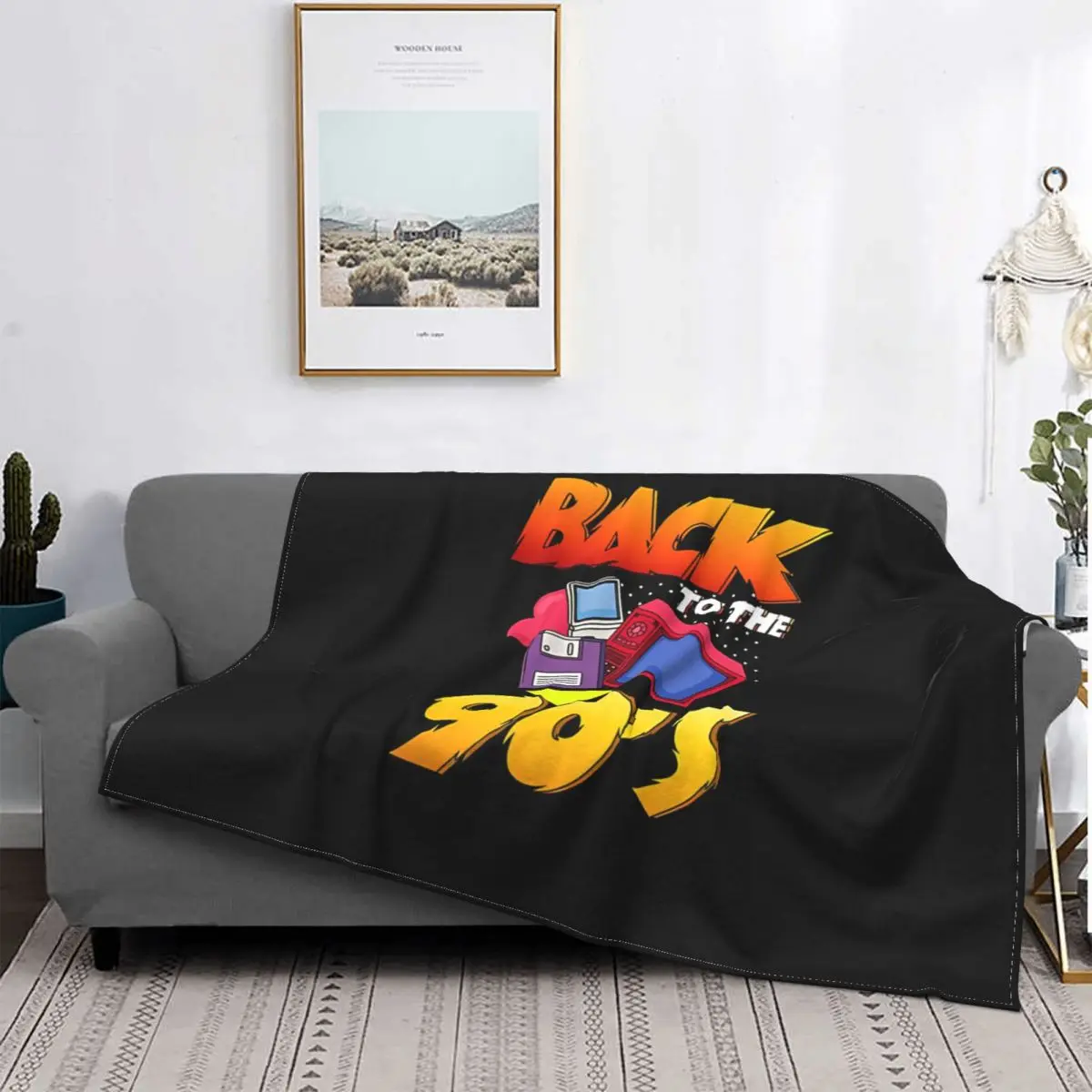 Funnf And Color Blanket Back To The 90s Cartoon Fleece Velvet Cute Super Warm Ultra-Soft Throw Blankets For Car Plush Thin Quilt